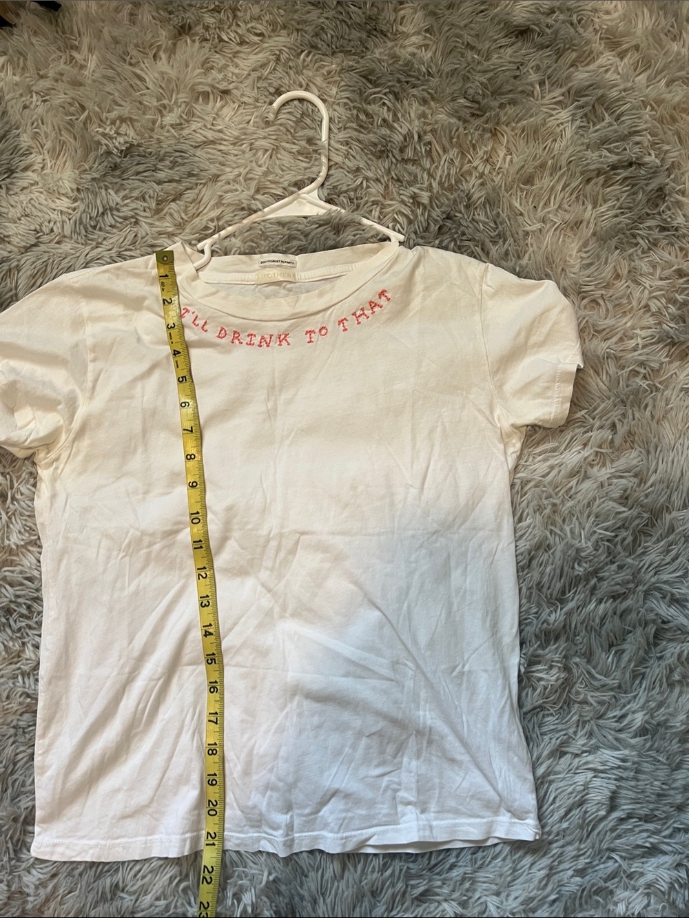 MOTHER White Tee with Red Neckline Embroidery - Picture 6 of 11